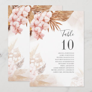 Carte Pampas Palmiers séchés à l'herbe Mariage Numéro de