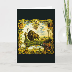 Carte Pan Am Expo avec motifs de bisons et amérindiens