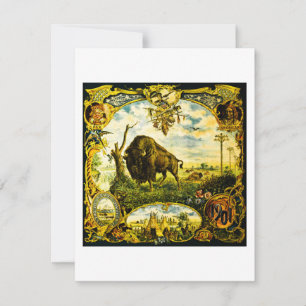 Carte Pan Am Expo avec motifs de bisons et amérindiens