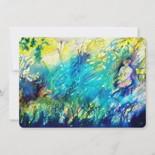 CARTE PAN ET CERF DANS LA FORÊT