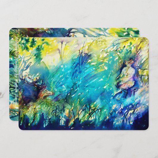 CARTE PAN ET CERF DANS LA FORÊT (Devant / Derrière)