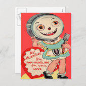 Carte Pan Valentine vintage Retro Friture (Devant / Derrière)