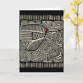 Carte Panama Kuna Indian Mola Pajaro - Blanc noir (Fleur jaune)