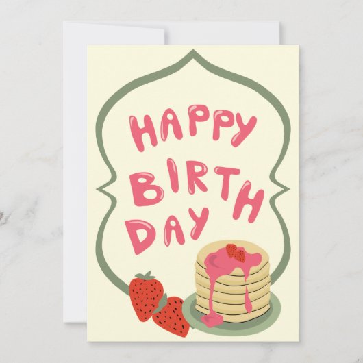 Carte Pancakes aux fraises Joyeux anniversaire (Devant)