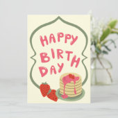 Carte Pancakes aux fraises Joyeux anniversaire (Debout devant)