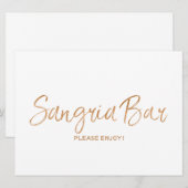 Carte Pancarte "Bar à Sangria" Mariage | Rose Doré Éléga (Devant / Derrière)