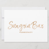 Carte Pancarte "Bar à Sangria" pour Mariage | Rose Doré  (Devant)