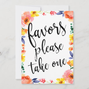Carte Pancarte de fleurs abordables 'Faveurs, prenez-en