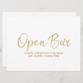 Carte Pancarte de mariage "Bar ouvert" | Doré élégant (Devant / Derrière)
