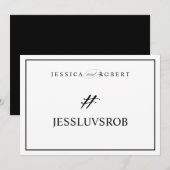 Carte Pancarte de mariage élégant avec signe # et bordur (Devant / Derrière)