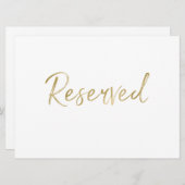 Carte Pancarte de mariage "Réservé" | Lettres dorées élé (Devant / Derrière)