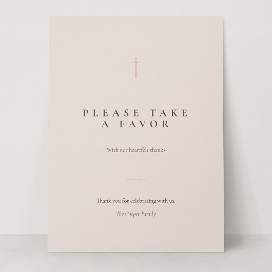 Carte Pancarte de table 'Grace Blush Minimal Cross Take