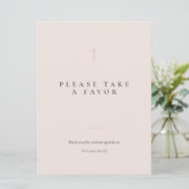 Carte Pancarte de table 'Grace Blush Minimal Cross Take (Debout devant)