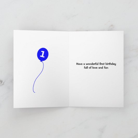 Carte Panda 1er anniversaire mignonne ajouter nom bleu (Intérieur)