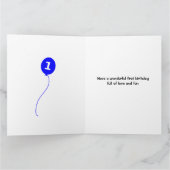 Carte Panda 1er anniversaire mignonne ajouter nom bleu (Intérieur)