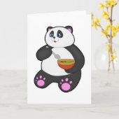 Carte Panda à manger avec cuillère et bol (Fleur jaune)