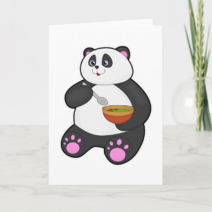 Carte Panda à manger avec cuillère et bol