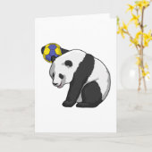 Carte Panda au handball (Fleur jaune)