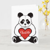 Carte Panda avec anniversaire de coeur (Fleur jaune)