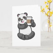 Carte Panda avec café à prendre (Fleur jaune)