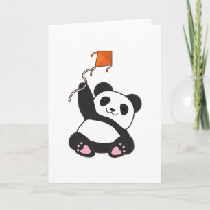 Carte Panda avec cerf-volant
