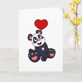Carte Panda avec coeur (Fleur jaune)