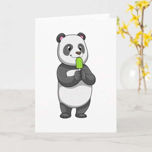 Carte Panda avec Popsicle (Fleur jaune)