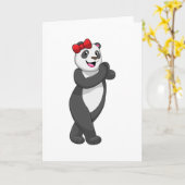 Carte Panda avec ruban (Fleur jaune)