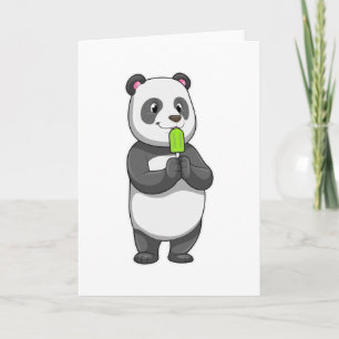 Carte Panda avec sucette glacée