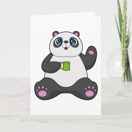 Carte Panda avec tasse à café (Devant)