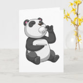 Carte Panda avec Tasse à Thé (Fleur jaune)