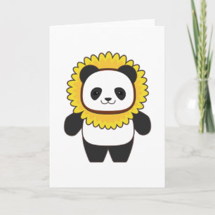 Carte Panda avec tournesol