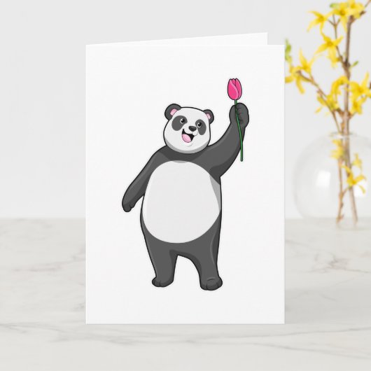 Carte Panda avec tulipe (Fleur jaune)