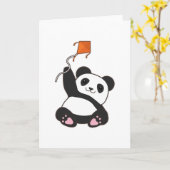 Carte Panda avec un cerf-volant (Fleur jaune)