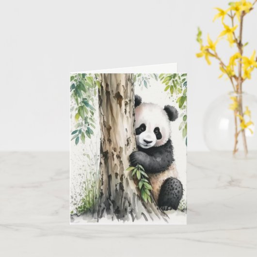 Carte Panda Bear Merci (Fleur jaune)