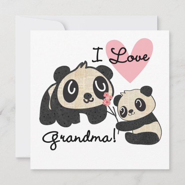 Carte Panda Bears I Love Grandma (Devant)