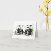 Carte Panda Bears Merci (Fleur jaune)