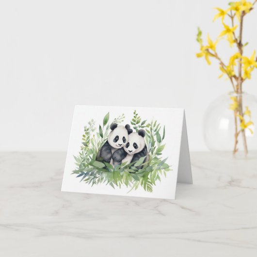 Carte Panda Bears Merci (Fleur jaune)