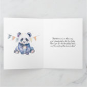 Carte Panda bébé aquarelle avec drapeaux de bottes Merci (Intérieur)