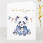 Carte Panda bébé aquarelle avec drapeaux de bottes Merci (Fleur jaune)
