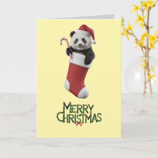 Carte Panda Christmas Stocking (Fleur jaune)