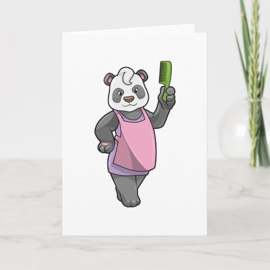 Carte Panda coiffeur avec peigne (Devant)