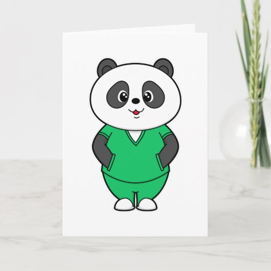 Carte Panda comme infirmière avec fumée (Devant)
