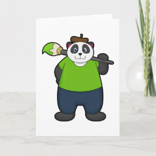 Carte Panda comme peintre avec pinceau