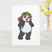 Carte Panda comme randonneur avec sac à dos (Fleur jaune)