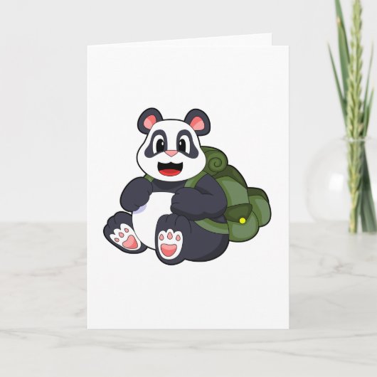 Carte Panda comme randonneur avec sac à dos (Devant)
