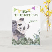 Carte Panda Cutie Anniversaire Verdure Aquarelle (Fleur jaune)