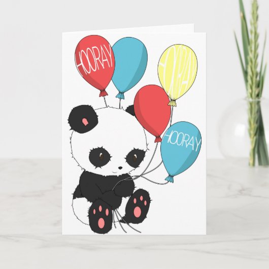 Carte Panda d'anniversaire avec des ballons (Devant)