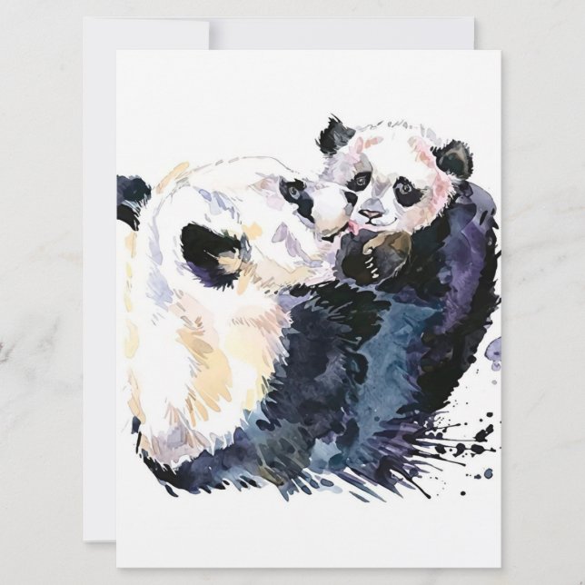 Carte Panda dans la forêt | Famille Panda (Devant)