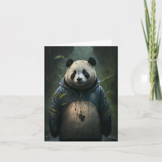 Carte Panda dans la pluie vierge à toutes les occasions (Devant)